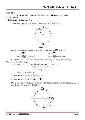 Các chủ đề Toán Lớp 11 năm 2019 - Võ Văn Nghiệp